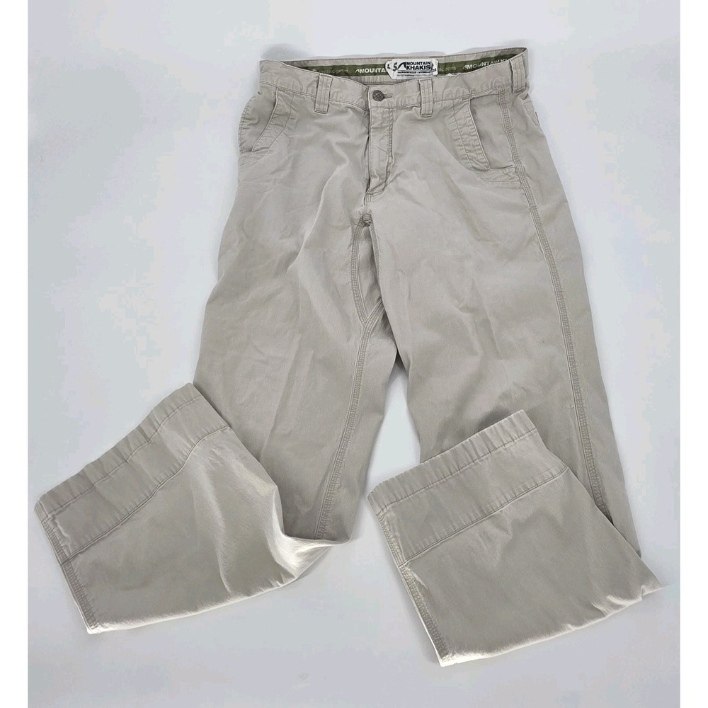 Mountain Khakis Pants Men 35x32 Khaki Canvas Organic Cotton All Mountain Relaxed